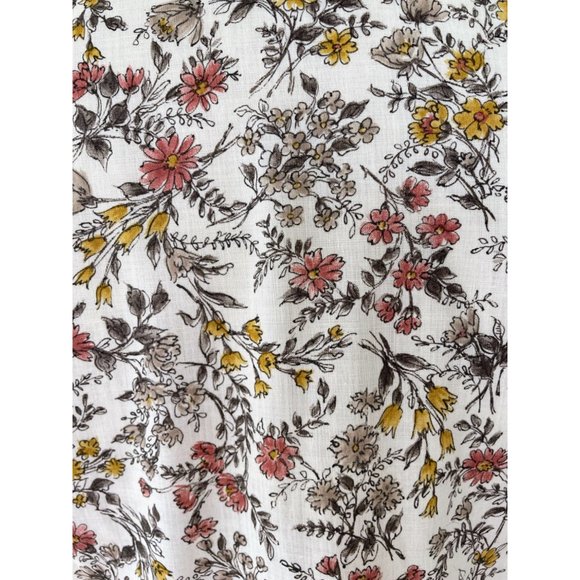 Vintage 1960s Womens Beige Floral Button Blouse Cotton blend Size Large - Picture 5 of 16